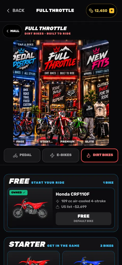 BIKE STORE screen