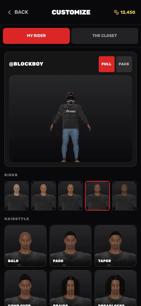 CUSTOMIZE screen